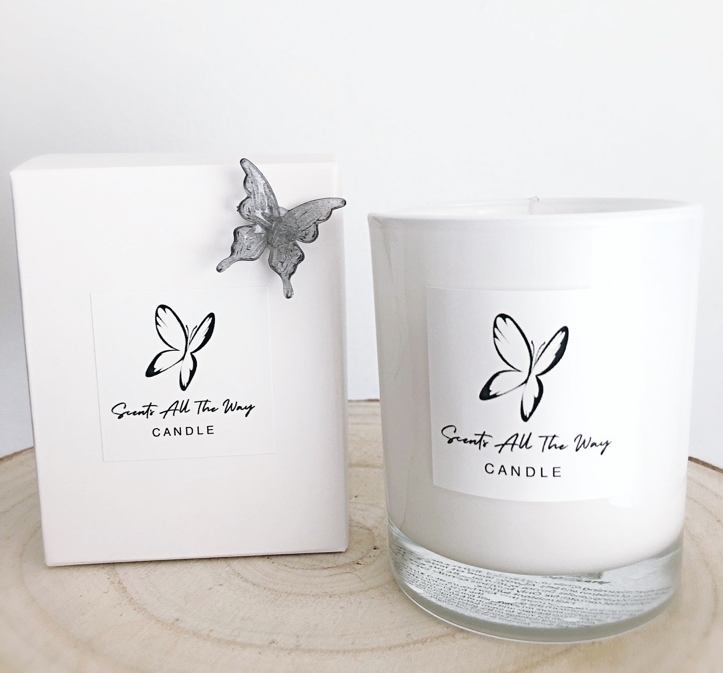 WHITE scented soy candle